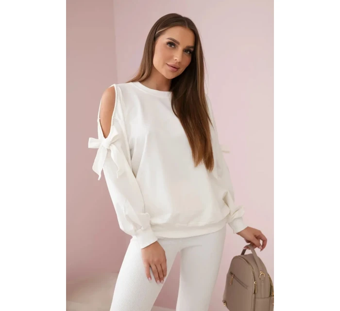 Súprava mikiny s mašľou na rukávoch a legínsov ecru Súprava mikiny s mašľou na rukávoch a legínsov ecru