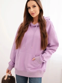 Dámská mikina s kapucí a klokaní kapsou z bavlny fialová
