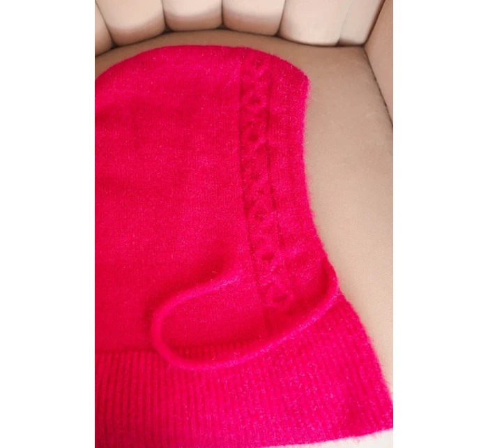 Dámska čiapka s kapucňou s pleteným fuchsiovým vzorom Dámska čiapka s kapucňou s pleteným fuchsiovým vzorom