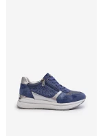 Dámské tenisky na platformě s ažurovým vzorem a  Modré model 21656776 - Inblu