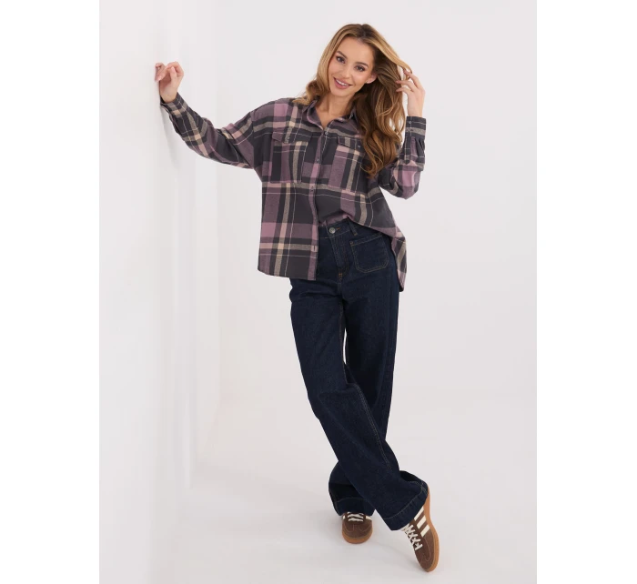 Košeľa D71720Z11085B sivá ružová Košeľa D71720Z11085B sivá ružová