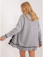 Dámsky sivý pletený sveter so zapínaním na gombíky