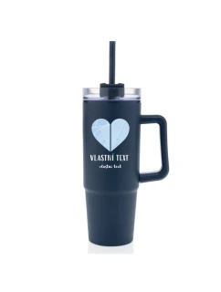 Personalizovaná termoska s průhledným víčkem - dvě mapy jako srdce