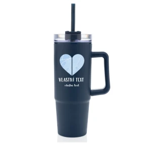 Personalizovaná termoska s průhledným víčkem - dvě mapy jako srdce