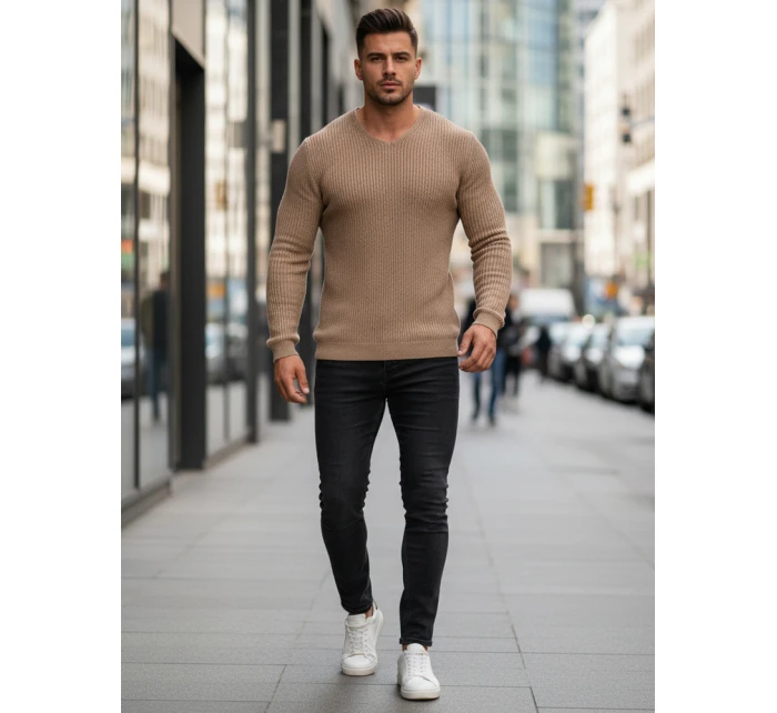 Pánský hnědý svetr model 21995029 - FashionStreet