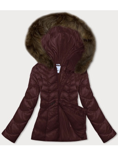 Prešívaná dámska bunda vo vínovej bordovej farbe s kapucňou Glakate pre prechodné obdobie (LU-2202)