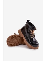 Ocieplane Botki Dziecięce Lakierowane Z Przypinką Miś Czarne Jovellea Ocieplane Botki Dziecięce Lakierowane Z Przypinką Miś Czarne Jovellea