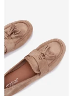 Dámske mokasíny s plochou podrážkou a strapcami Beige Marilisse