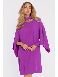 M908 Šaty s ozdobnými širokými rukávmi - levanduľové