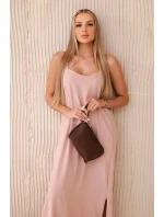 Dlhé šaty bez ramienok púdrovo ružové Dlhé šaty bez ramienok púdrovo ružové