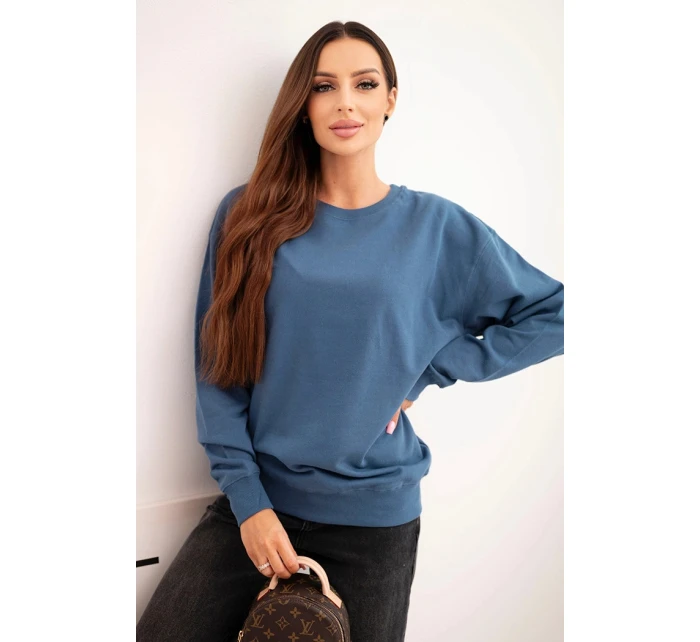 Dámska bavlnená mikina s okrúhlym výstrihom basic blue