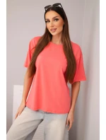 Dámská bavlněná basic halenka s krátkým rukávem malinová