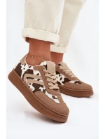 Dámské tenisky na platformě s flíčky tmavě béžové Denissa Dámské tenisky na platformě s flíčky tmavě béžové Denissa