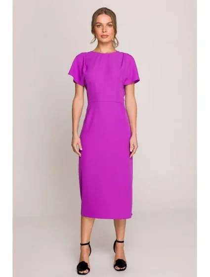 S398 Šaty v ceruzke s rozparkami na bokoch - levanduľové