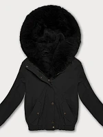 Krátka bunda S'West s kožušinovou podšívkou čierna (B8506-1)