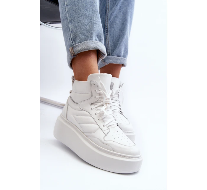 model 21647188 Dámské Kožené Sportovní Boty Na Platformě Bílé - Zazoo model 21647188 Dámské Kožené Sportovní Boty Na Platformě Bílé - Zazoo
