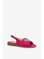 Dámské sandály s ozdobným srdcem model 21691525 Fuchsie - S.Barski Dámské sandály s ozdobným srdcem model 21691525 Fuchsie - S.Barski