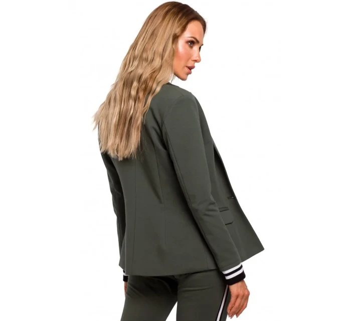 M459 Blejzer s pruhovanými rebrovanými manžetami - čierny