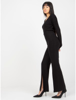 Čierne pletené nohavice s vysokým pásom