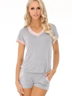 Pyžamo Harnette šedé a lososové - LivCo Corsetti