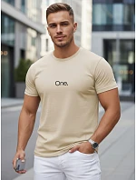 Pánske bavlnené tričko s potlačou béžová FashionStreet NX5125R