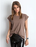 Hnědé bavlněné tričko tshirt s ohrnutými Feel Good model 21470505 - Factory Price
