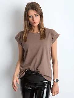 Hnědé bavlněné tričko tshirt s ohrnutými Feel Good model 21470505 - Factory Price