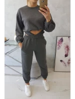 Zateplená súprava s krátkou mikinou grafitová