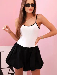 Dámské šaty na ramínkách s  sukní bílá model 21035527 - K-Fashion
