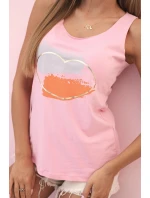 Dámská pruhovaná blůza s V výstřihem a krátkým rukávem béžová