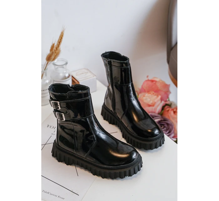 Dětské lakované boty se černé model 21634818 - Boto