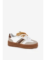 Dámské Tenisky Na Platformě S Šněrováním Leopardí Bílé model 21696191 - Boto