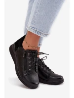 Skórzane Półbuty Damskie Na Koturnie Vinceza 39964 Czarne