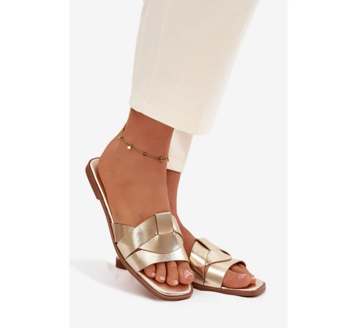 Dámské ploché pantofle s zlatými pásky Marissae