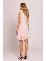 M850 Mini šaty s volánmi - svetlo béžové