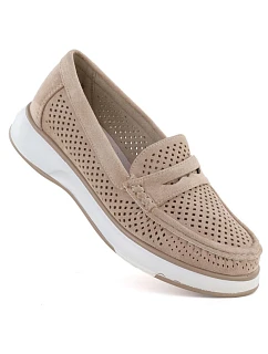 Dámske ažurové topánky lord nude Sergo Leone MK098H