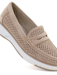 Dámske ažurové topánky lord nude Sergo Leone MK098H