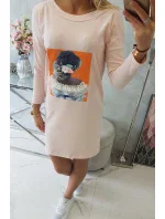 Šaty s 3D model 18744122 krajková pudrově růžová - K-Fashion