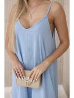 Mušelínové šaty na ramínka modrý