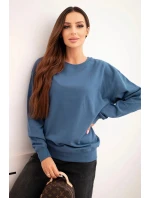Dámska bavlnená mikina s okrúhlym výstrihom basic blue