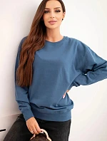 Dámska bavlnená mikina s okrúhlym výstrihom basic blue