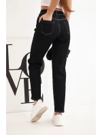Dámske džínsy s vysokým pásom a ozdobami čierne Dámske džínsy s vysokým pásom a ozdobami čierne
