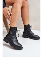 Skórzane Botki Workery Ocieplane Na Zamek Czarne Elosie Skórzane Botki Workery Ocieplane Na Zamek Czarne Elosie