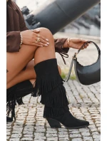 Brivina dámske zateplené kovbojské čižmy so strapcami - čierne Brivina dámske zateplené kovbojské čižmy so strapcami - čierne