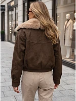 Dámská zimní semišová bunda s kožešinou, hnědá, FashionStreet TY5698