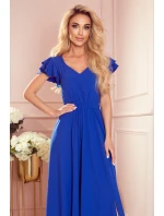 310-3 LIDIA dlhé šaty s výstrihom a volánmi - CHABRERA 310-3 LIDIA dlhé šaty s výstrihom a volánmi - CHABRERA