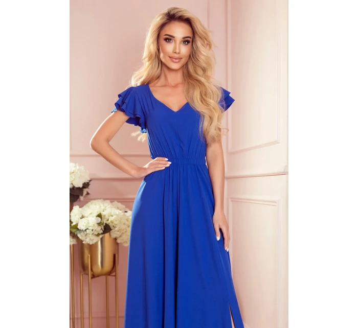 310-3 LIDIA dlhé šaty s výstrihom a volánmi - CHABRERA 310-3 LIDIA dlhé šaty s výstrihom a volánmi - CHABRERA