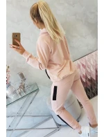 Športová sada s pruhmi tmavo púdrovo ružová