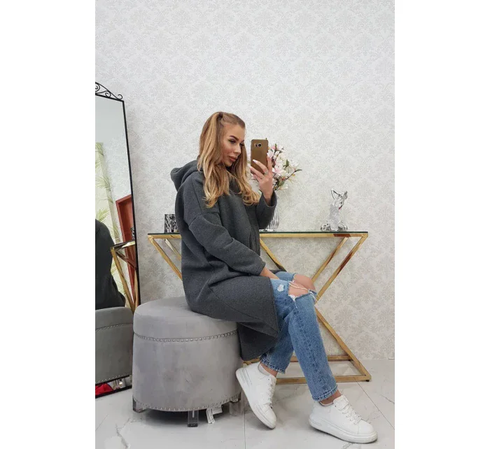 Zateplená dlhá mikina v grafitovej melanžovej farbe