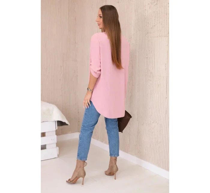 Halenka s prodlouženým zadním dílem pudrově růžová